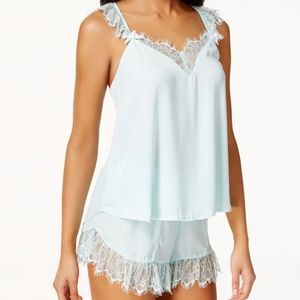 New! Blue by Betsey Johnson Lace Trim Tank and Short Set (Baby Blue) Large